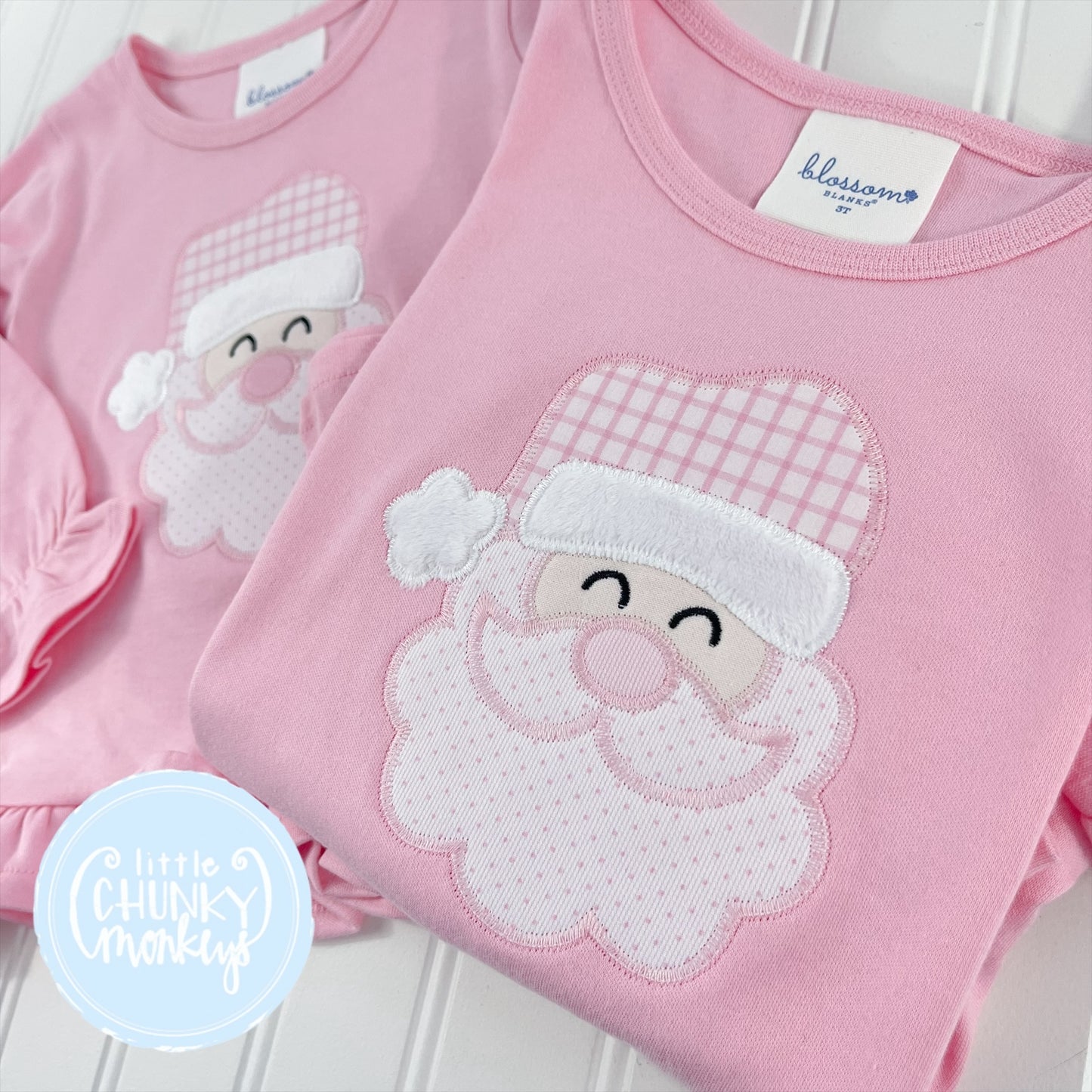 Girl Shirt - Santa on Light Pink