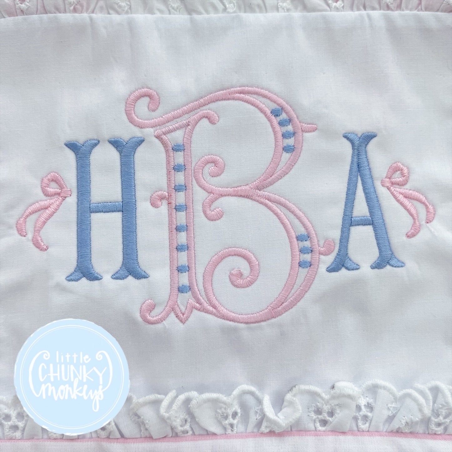 Girl Shirt - Fishtail Scroll Monogram with Bows on White Shirt