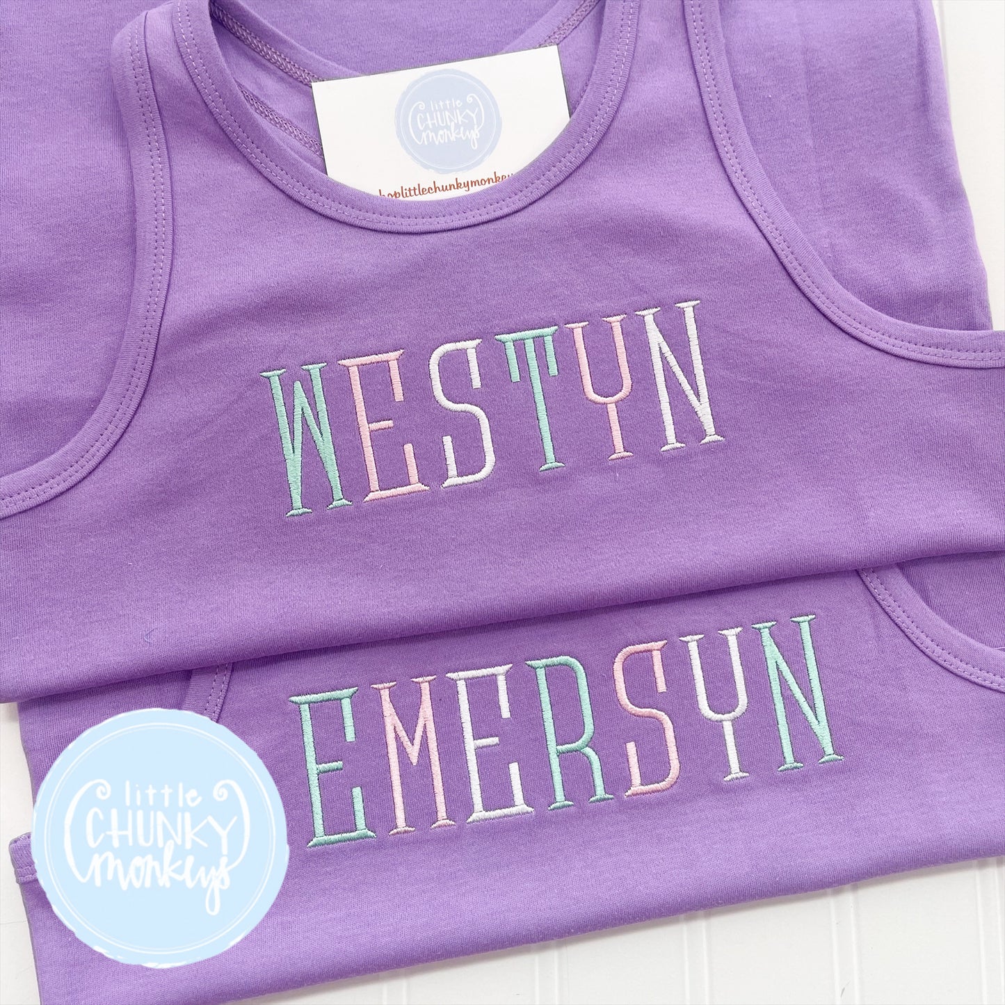 Girls Tank Top - Mermaid Name on Purple
