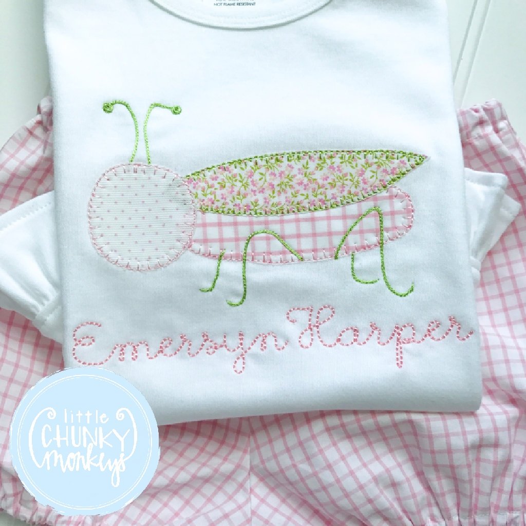 Girl outfit - Girl Shirt - Grasshopper Applique with Personalization