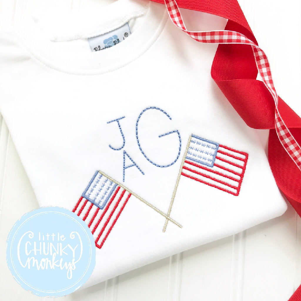 Boy Outfit - Personalized Boy Shirt - Stacked Monogram with Flags