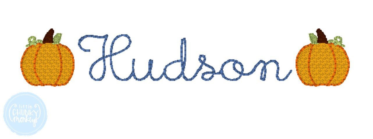 Boy Shirt - Stitched Name with Mini Pumpkins on Each Side