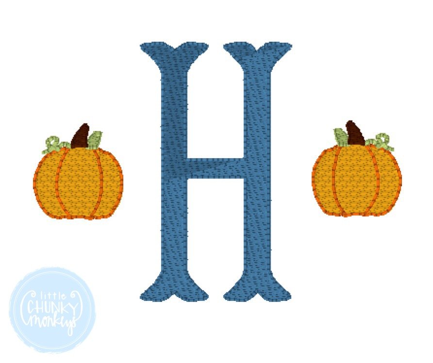 Boy Shirt - Single Initial with Mini Pumpkins on Each Side