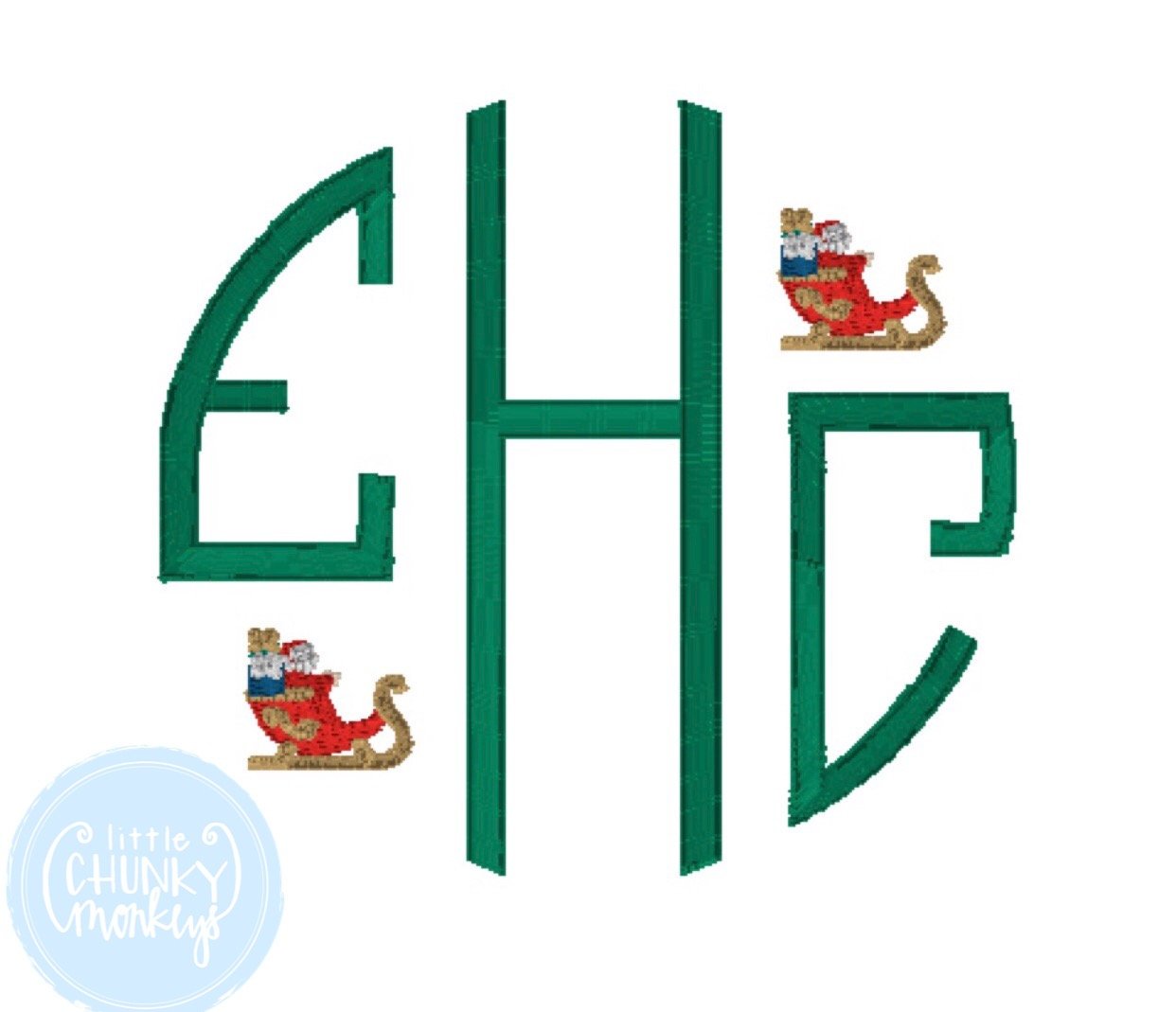 Boy Shirt -Circle Monogram with Mini Sleighs