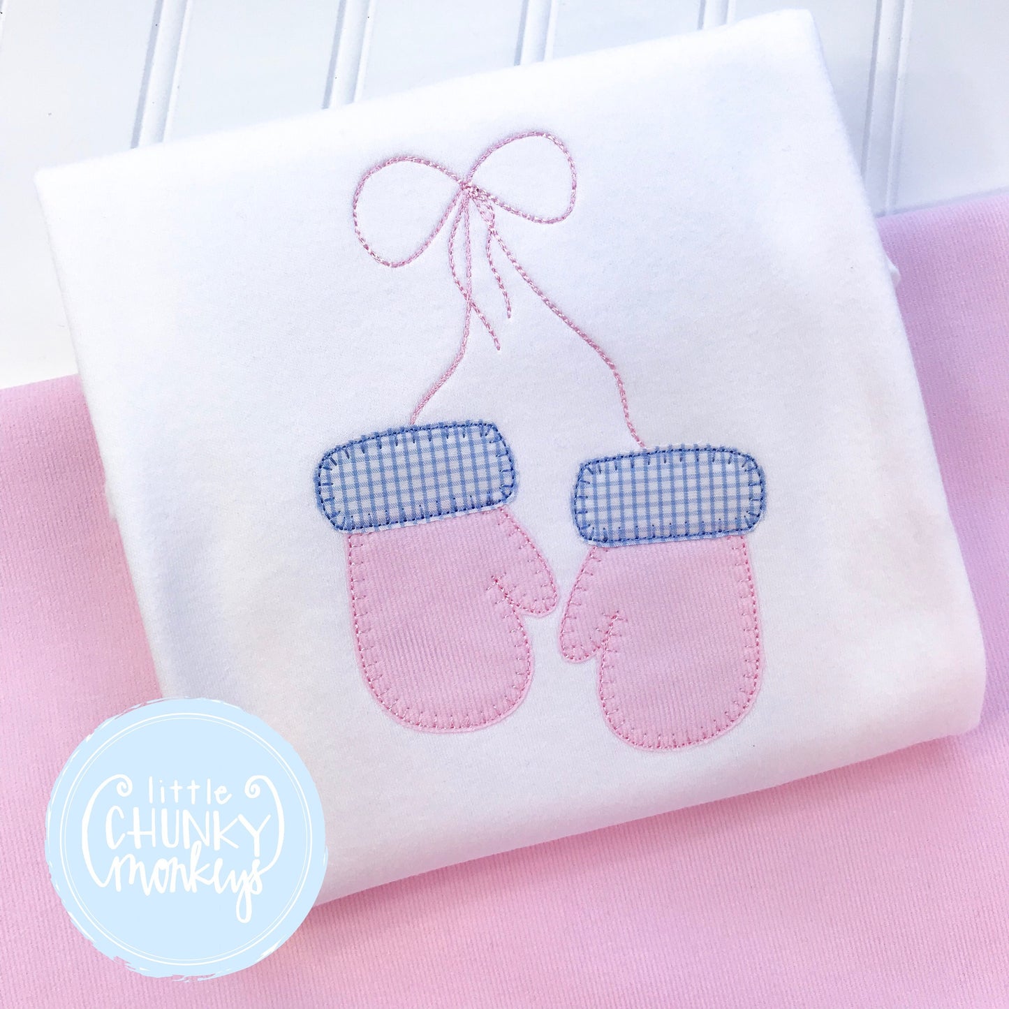 Girl outfit - Applique Winter Mittens