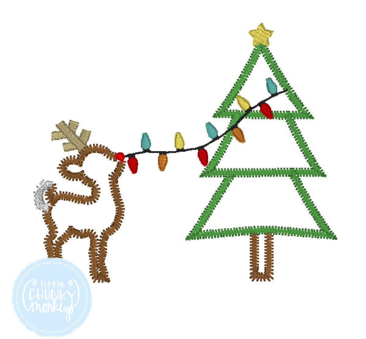 Boy Shirt -Reindeer with Christmas Lights