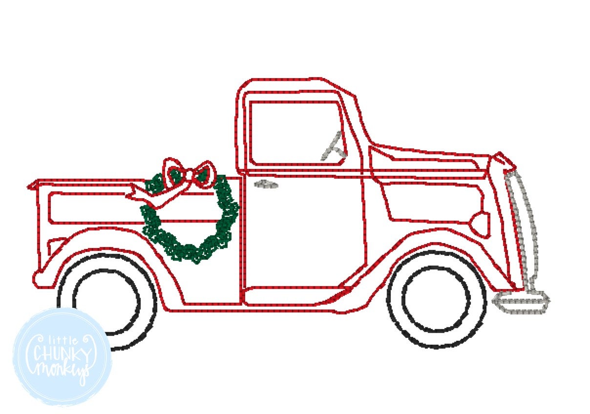 Boy Shirt - Vintage Truck with Christmas Wreath
