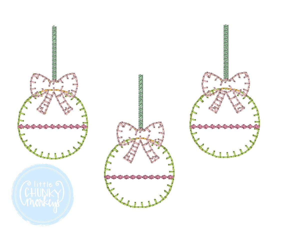 Girl Shirt - Stitched Christmas Ornament Trio