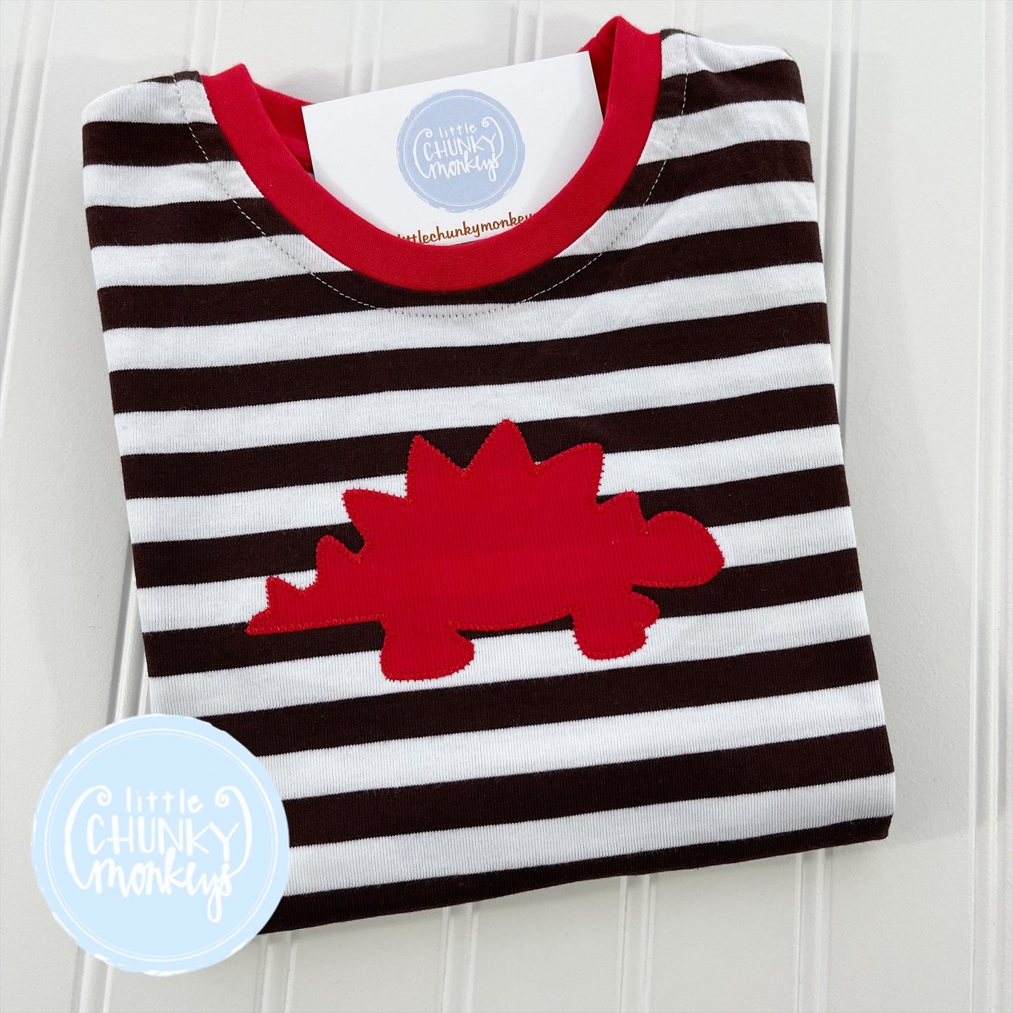 Dino on Brown Stripe - 5T & 6Y
