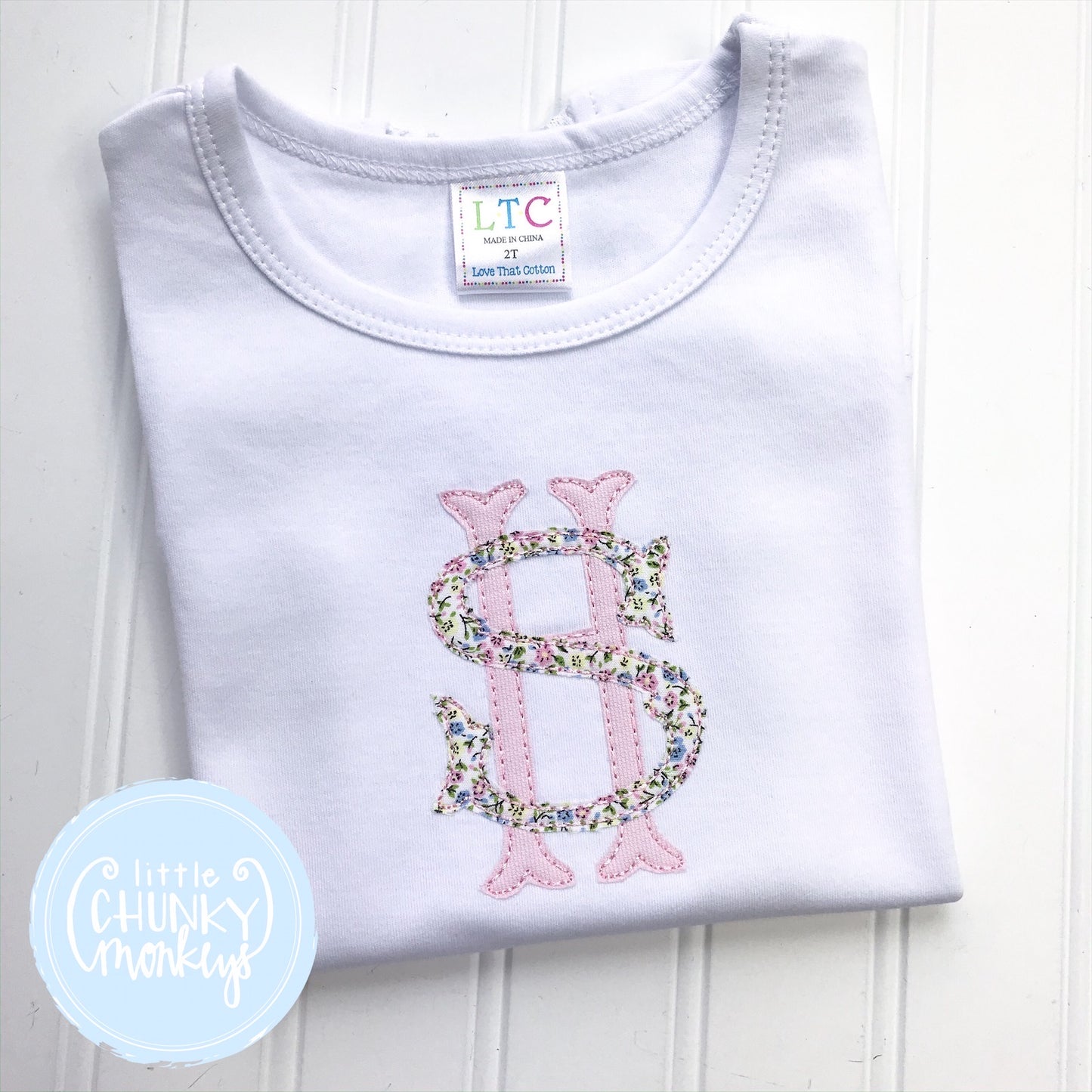 Girl Shirt White - Stacked Monogram