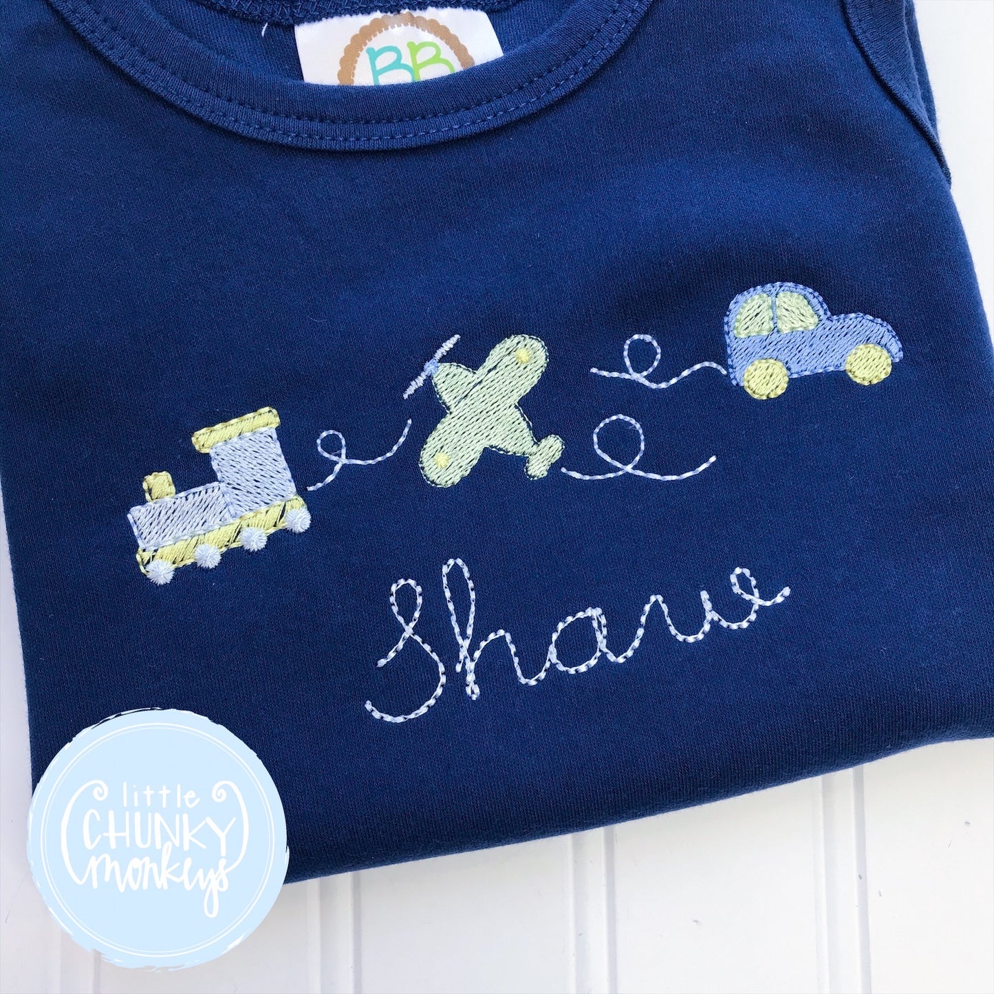 Boy Sun Bubble - Transportation Trio on Navy Sun Bubble