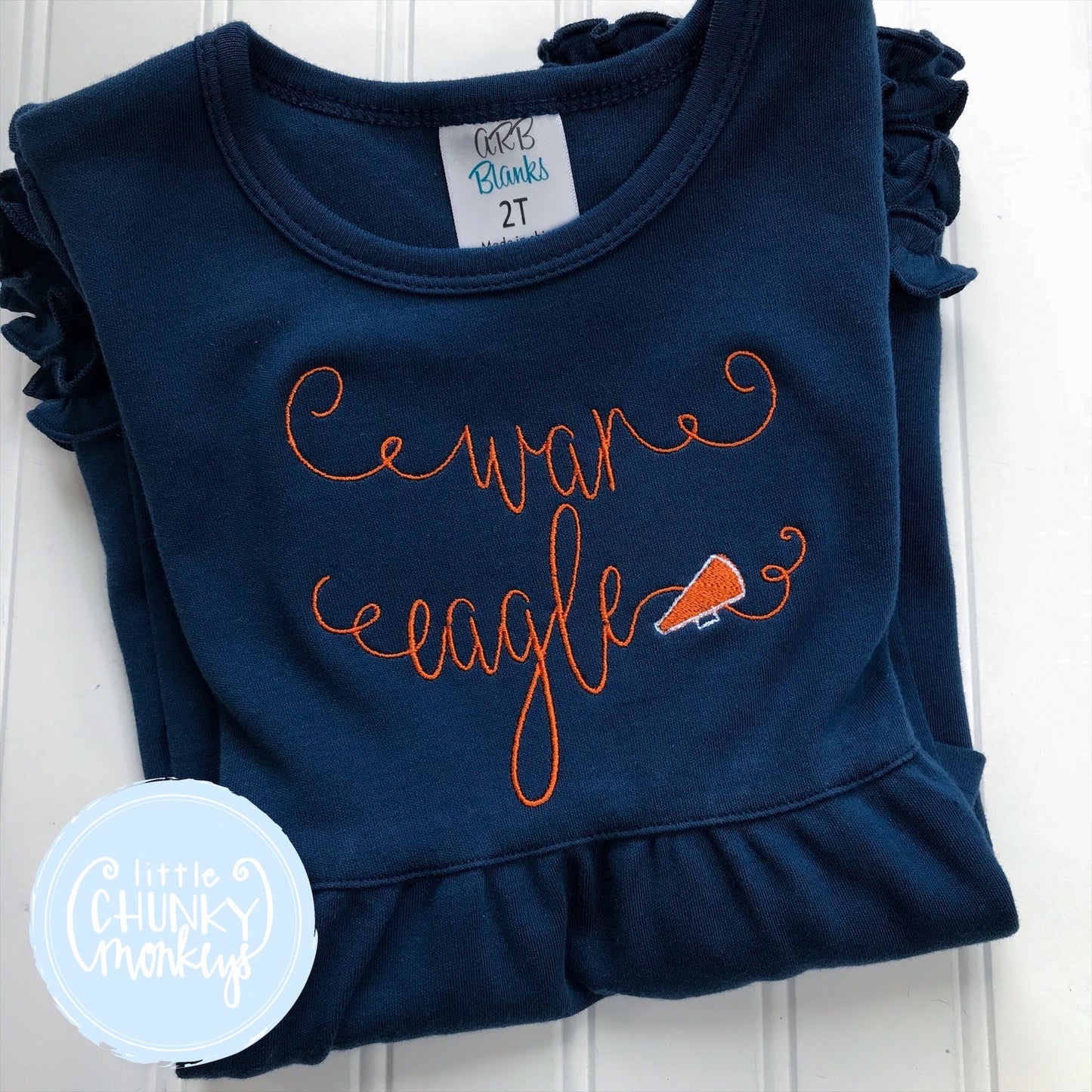 Girl Football Dress - Personalized Vintage Stitch Megaphone Ruffle Dress