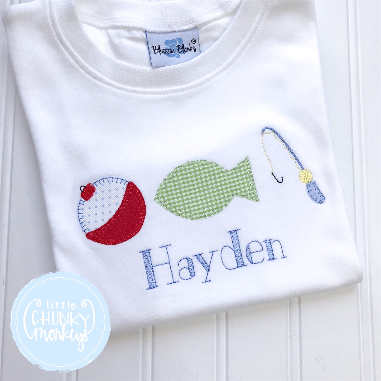 Boy Shirt- Applique Fish Gear on a White Shirt