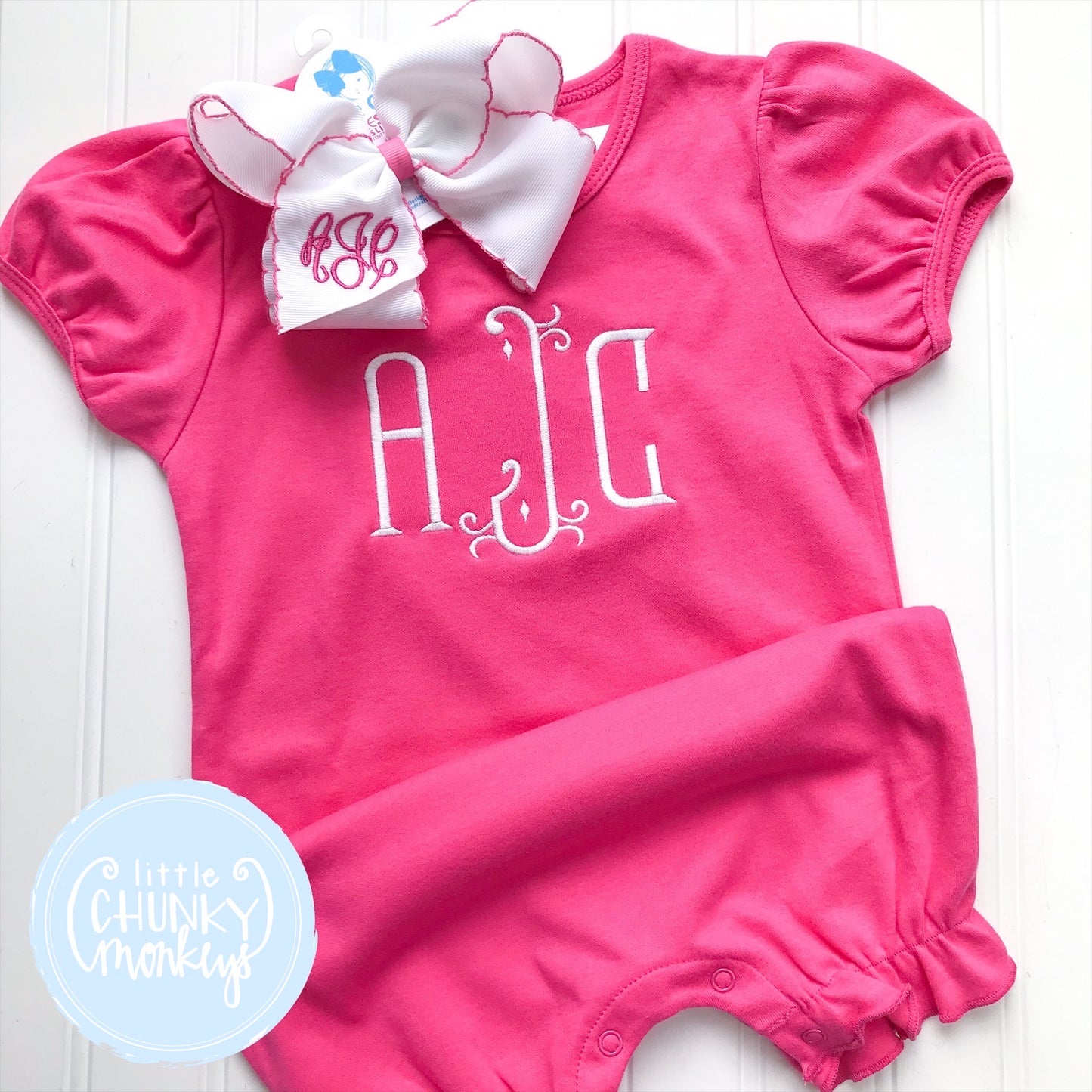 Girl Romper - Hot Pink Romper with Monogram