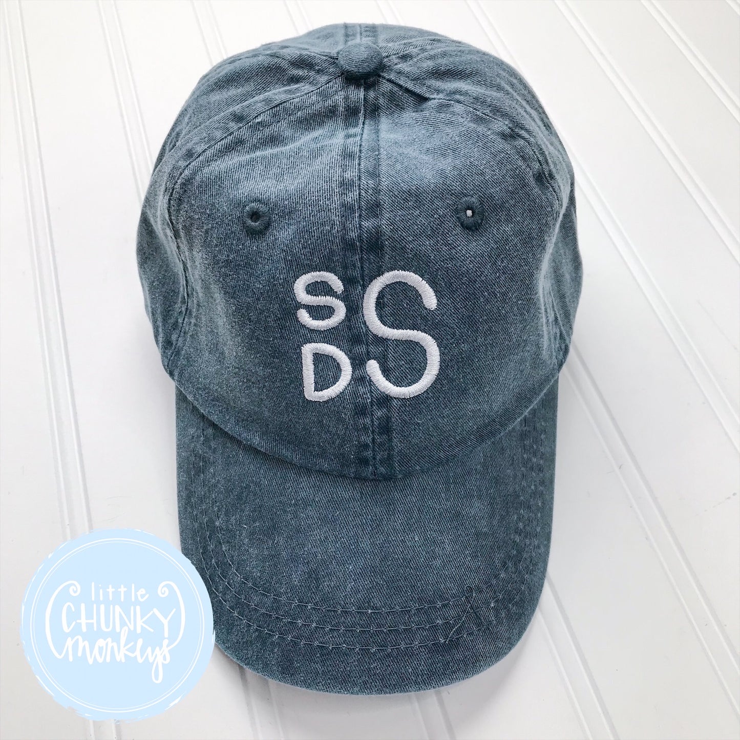 Toddler Kid Hat - Stacked Monogram on Navy Hat