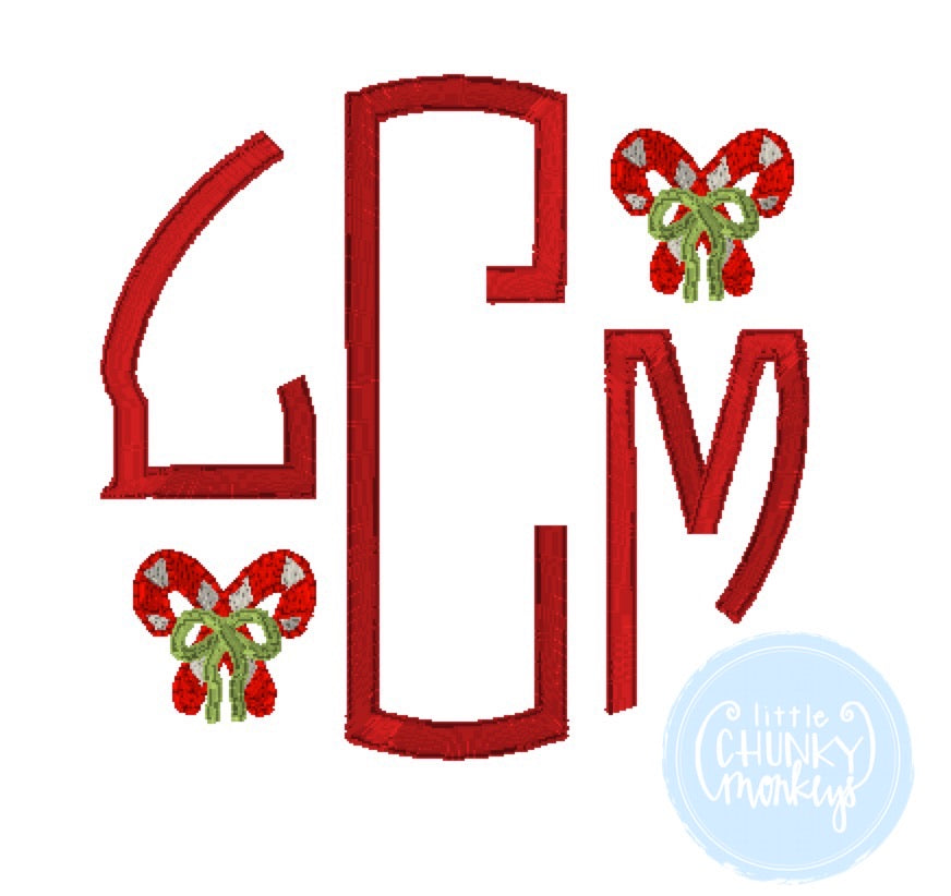 Circle monogram with Mini Candy Cane