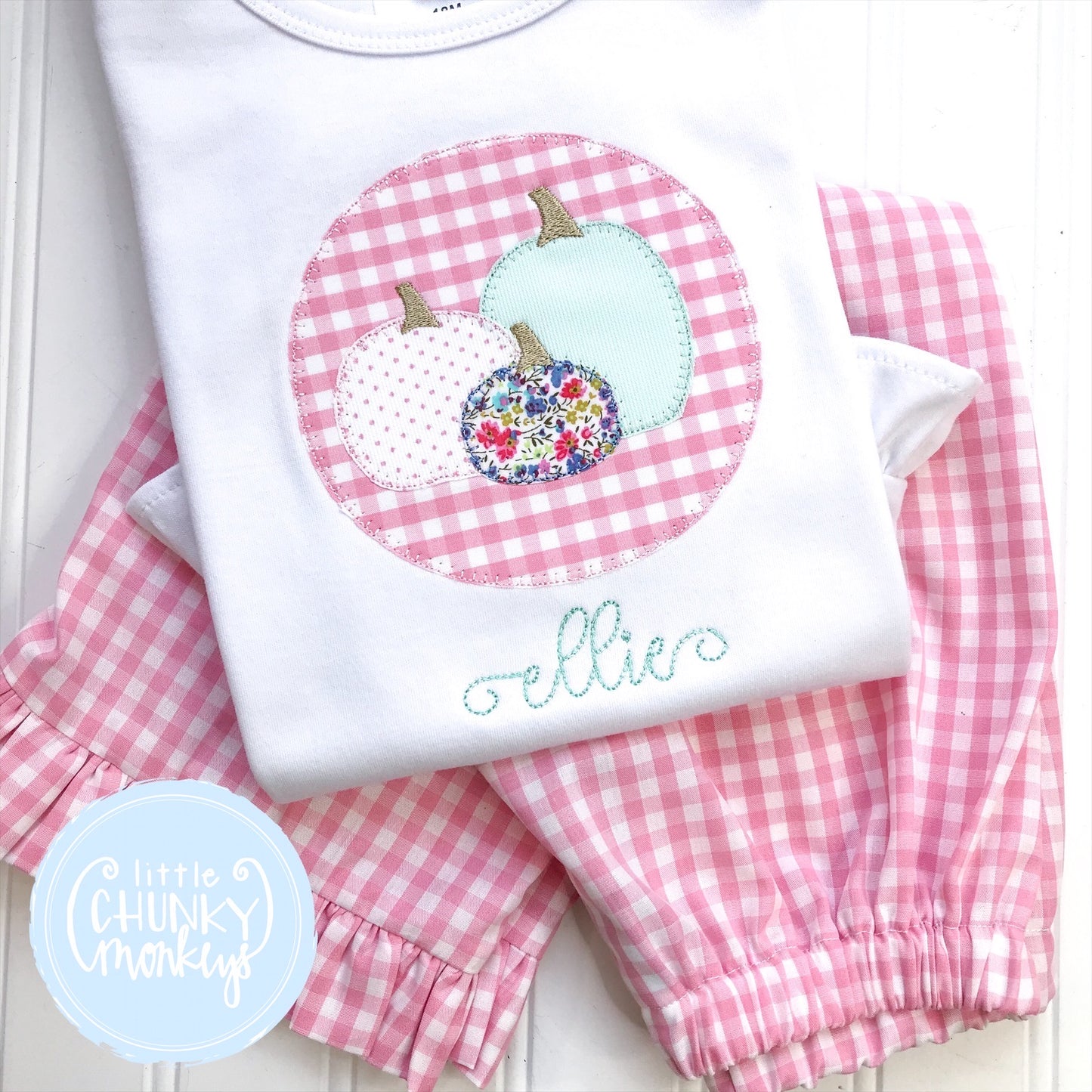 Girl Shirt - Appliqué Pumpkin Patch Collage + Personalization