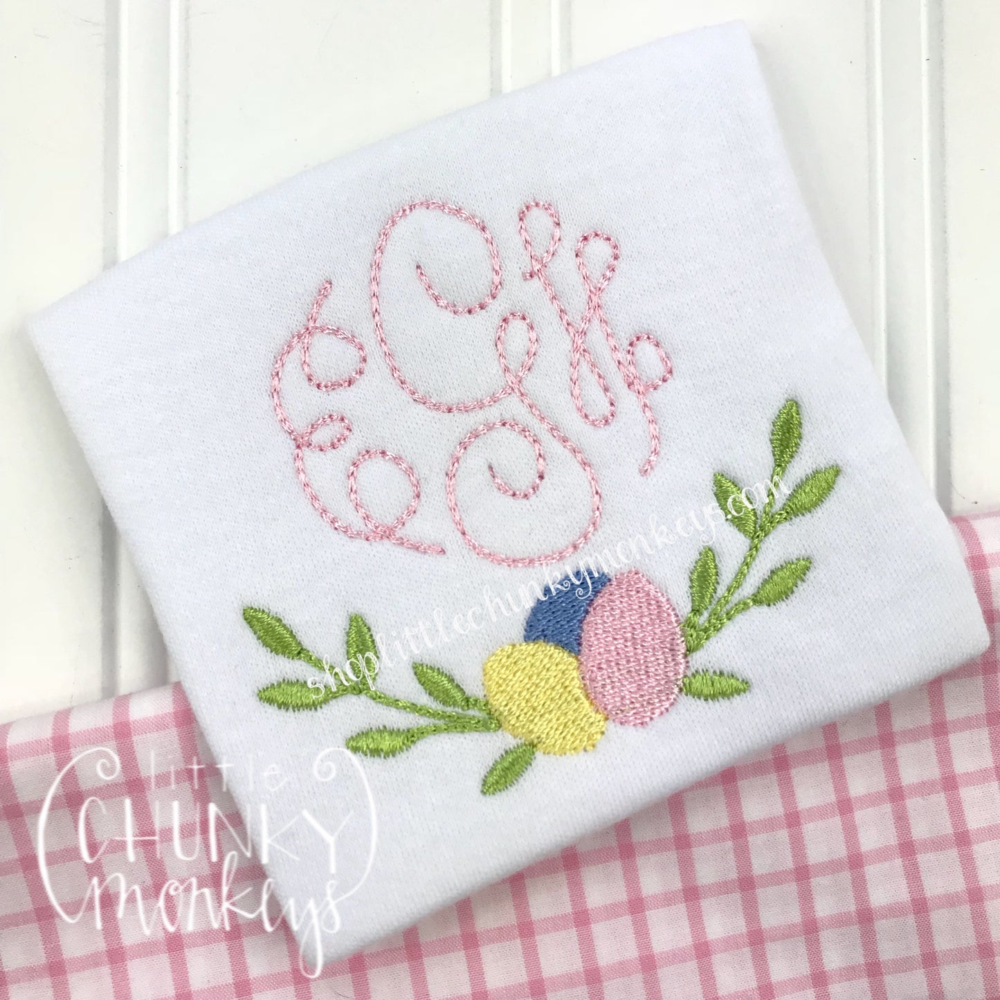 Girl Shirt - Vintage Mongram with Easter Egg Frame