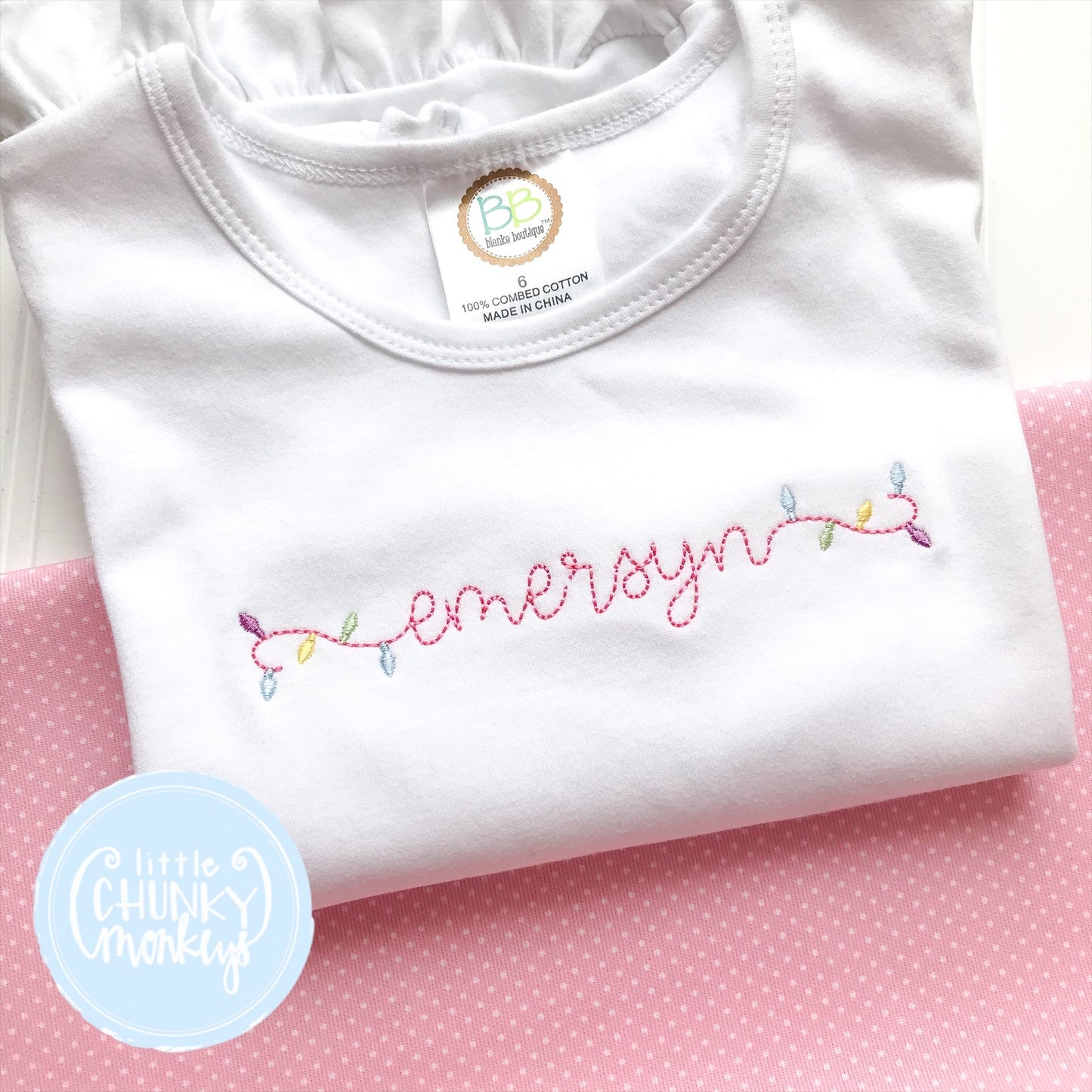 Pastel Christmas Lights “Emersyn” - 6Y Long Sleeve