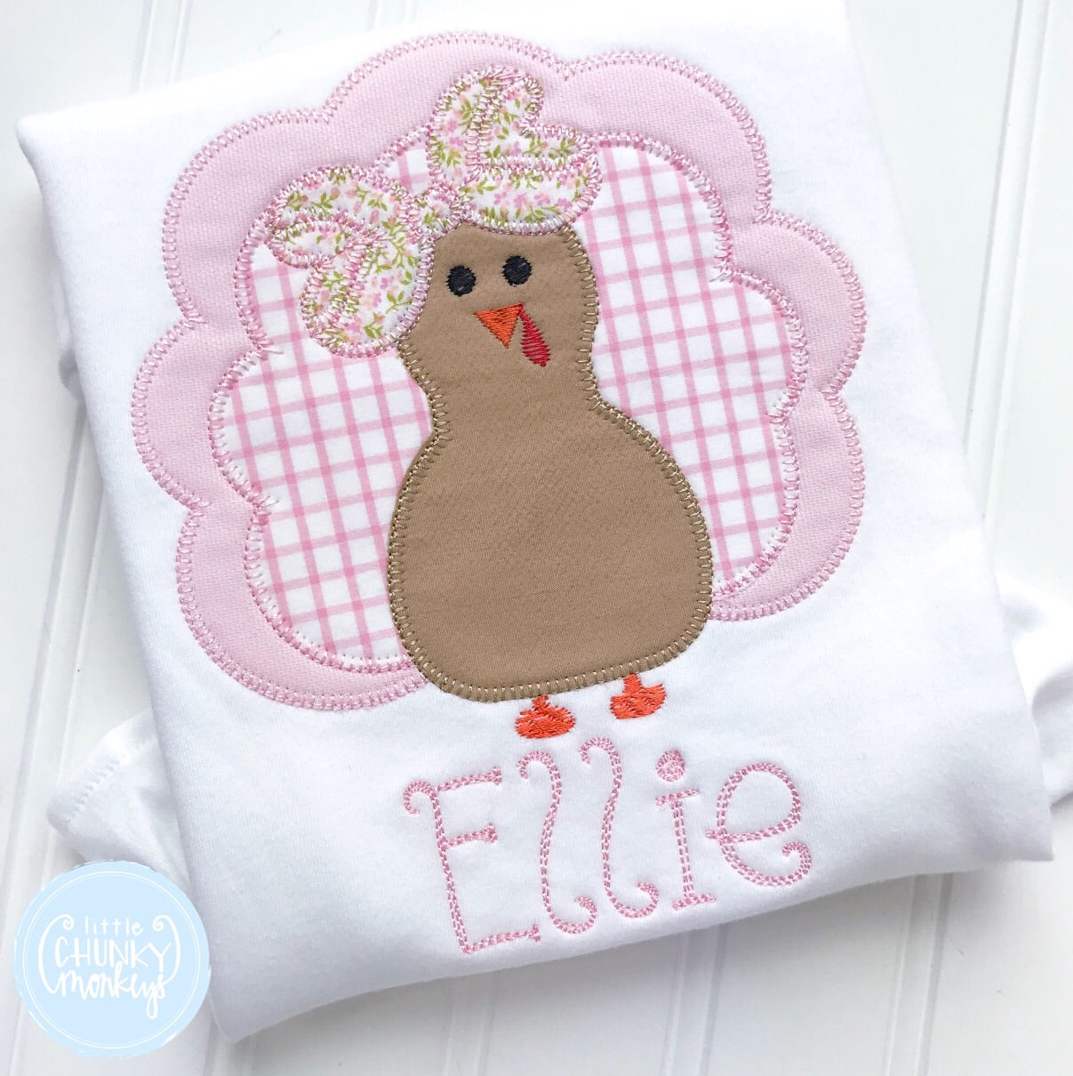 Girl Fall Shirt - Applique Turkey + Personalization
