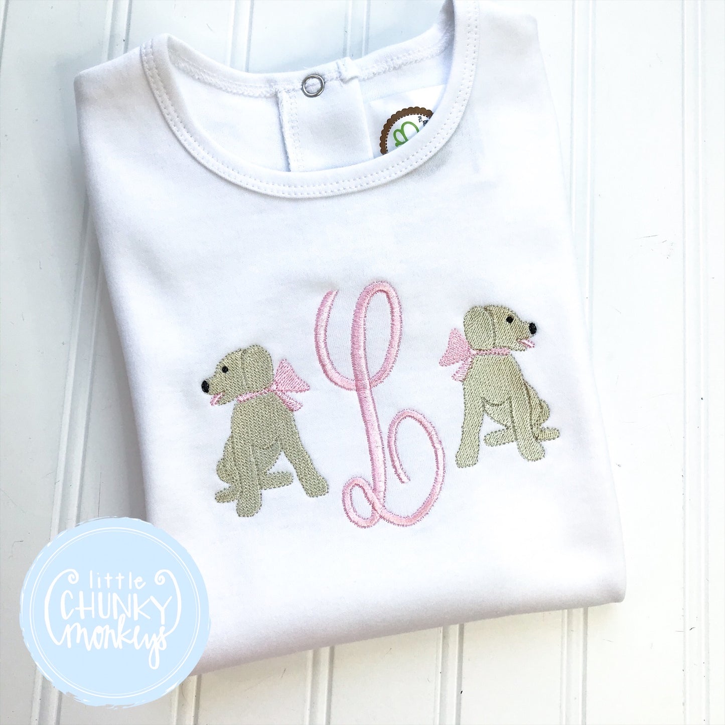 Girl Shirt - Puppies with Monogram