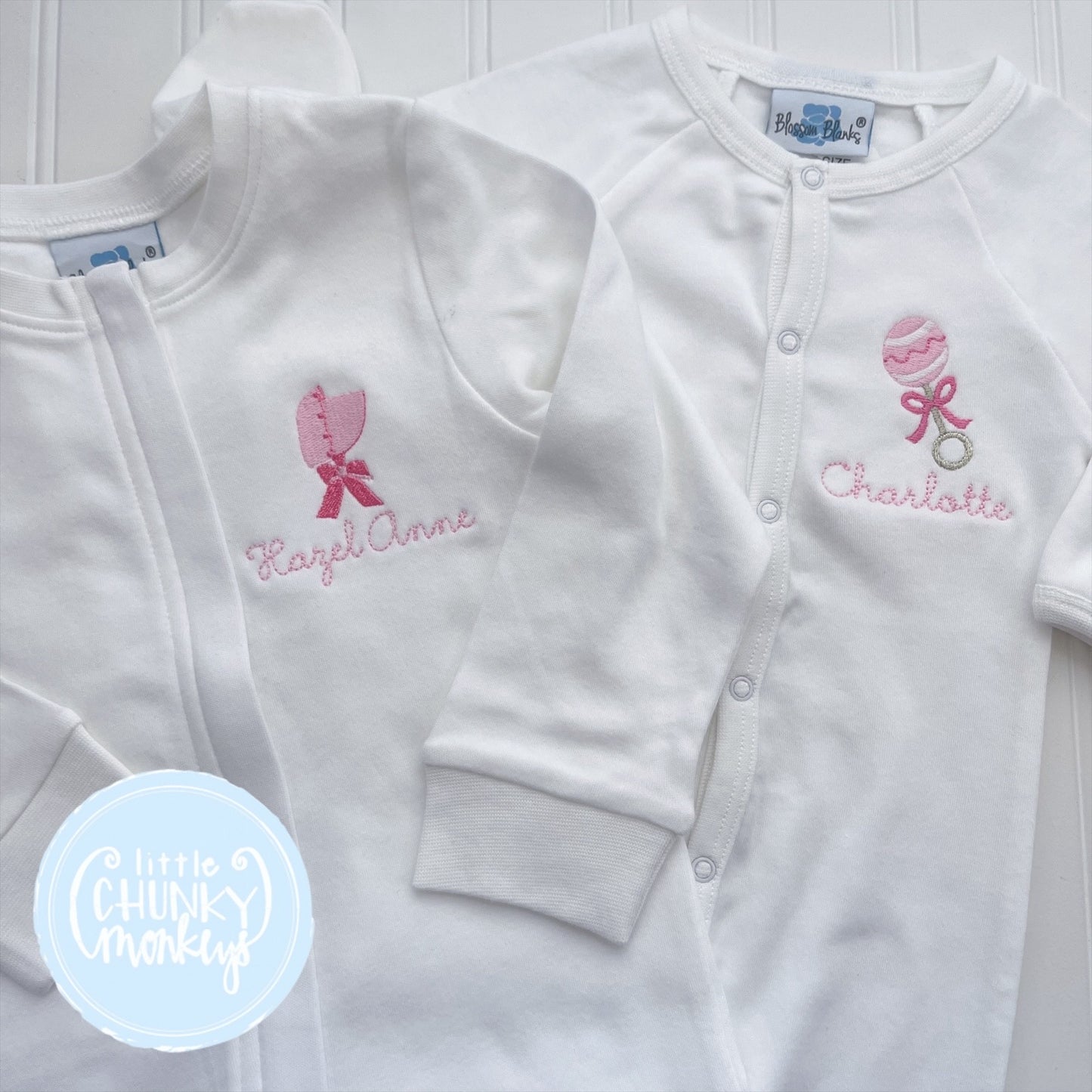 White Footed Romper - Bonnet