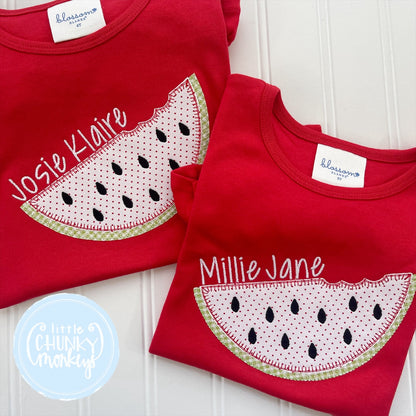 Girl Shirt - Watermelon on Red