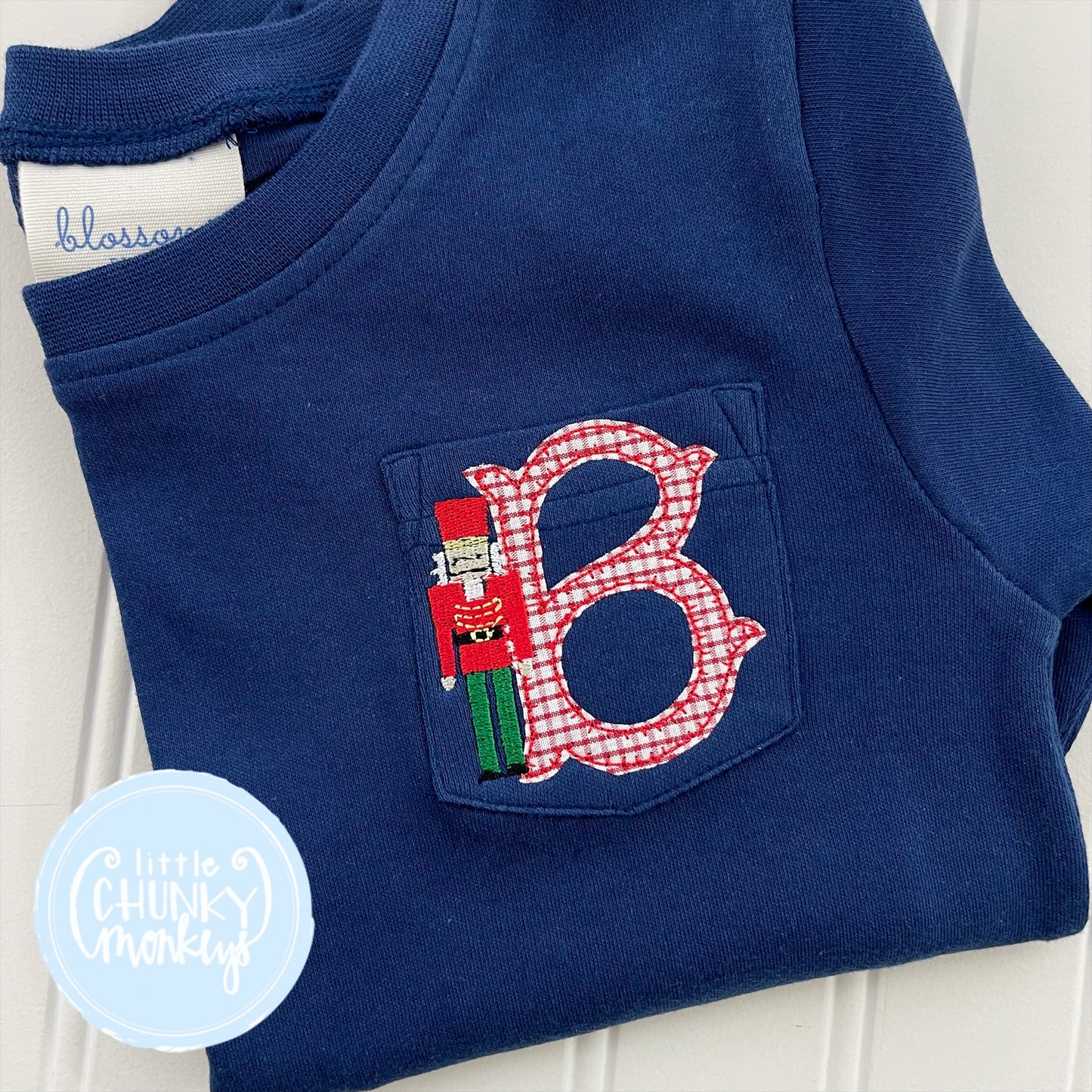 Boy Shirt - Nutcracker Initial - Navy Pocket Tee