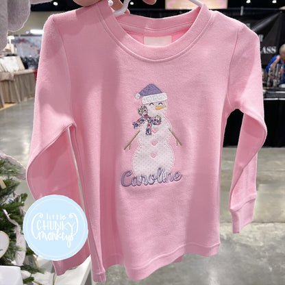 Light Pink Fitted Pajamas - Snowman