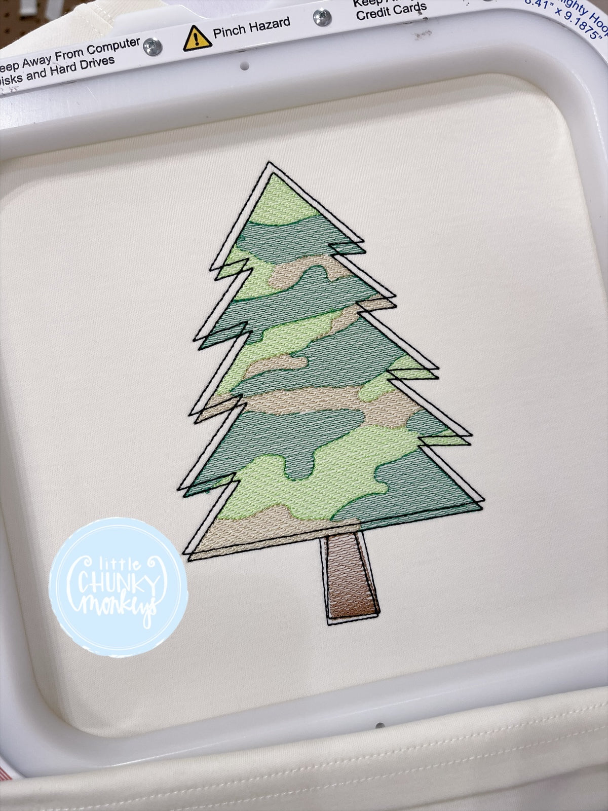Boy Shirt - Camo Christmas Tree on Cream Shirt