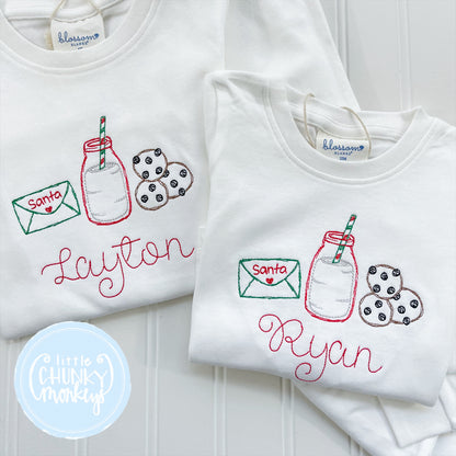 White Fitted Pajamas - Letter & Cookies for Santa