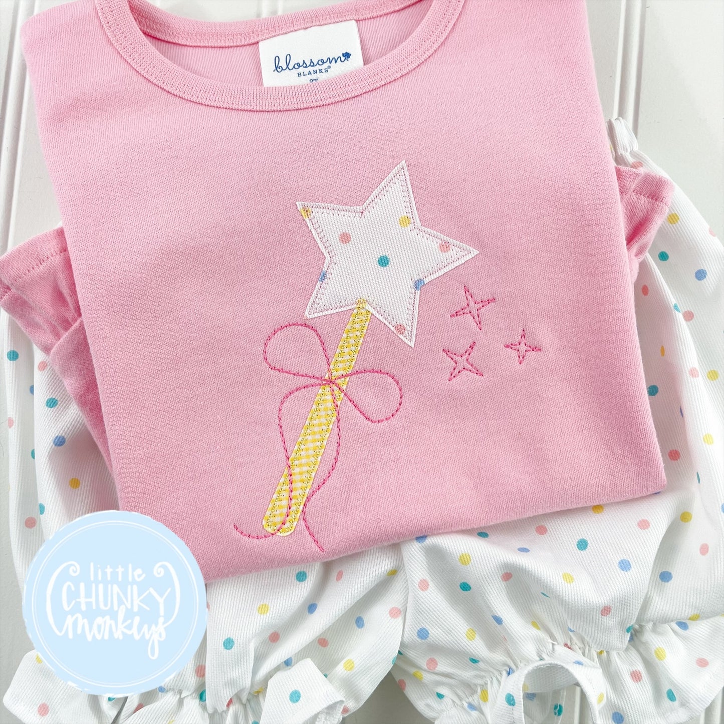 Girl Shirt - Magical Wand on Light Pink