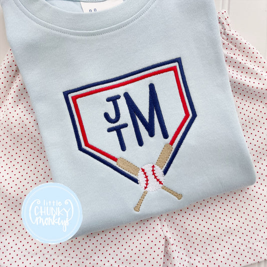 Boy Shirt- Baseball Diamond on Light Blue