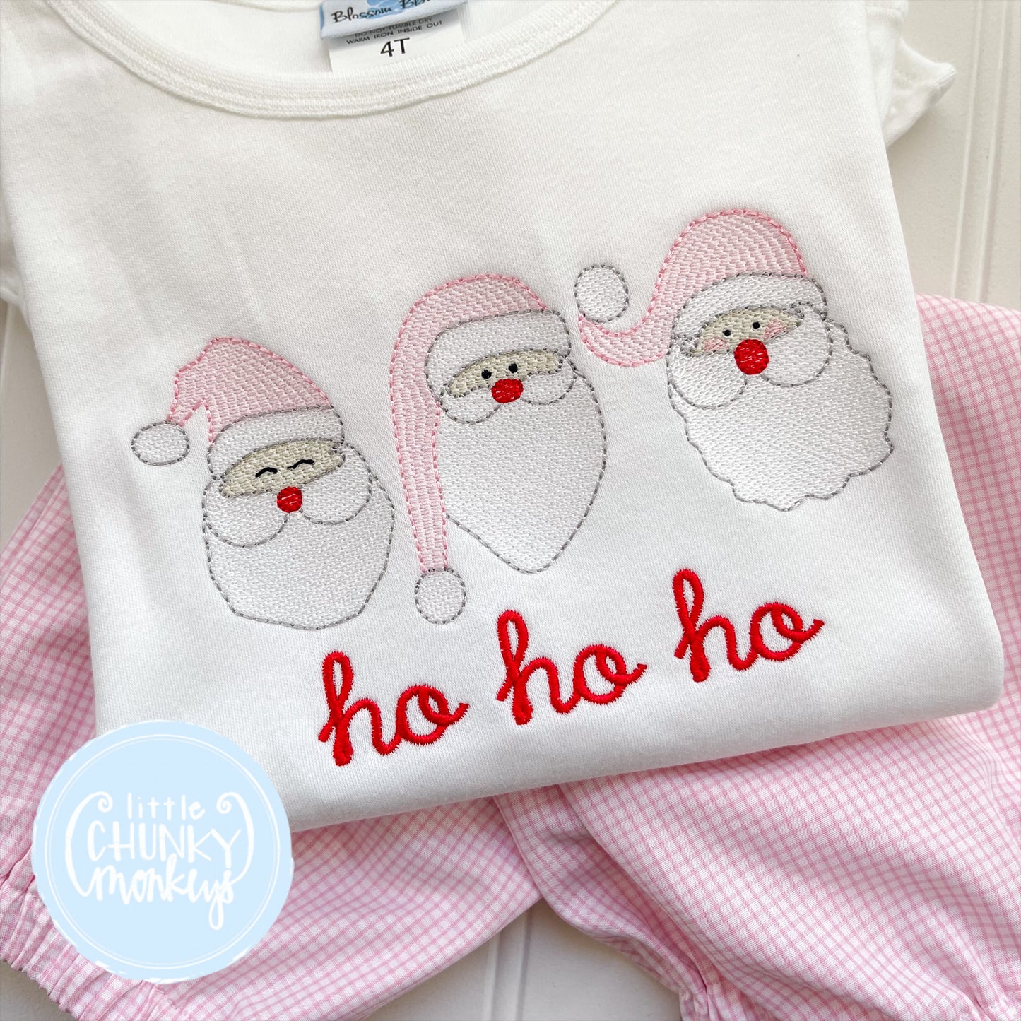 Girl Shirt - Pink Santa Trio