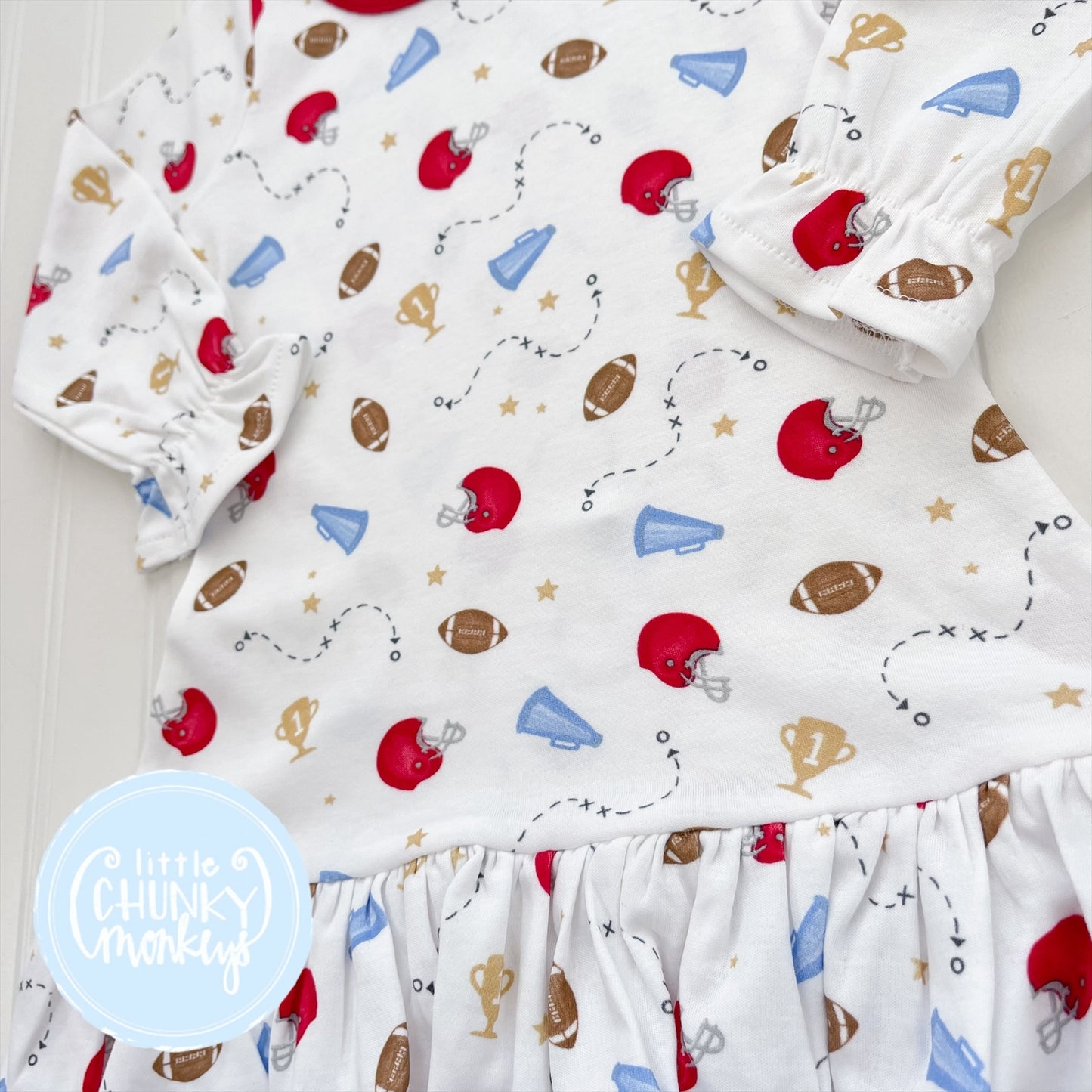 Long Sleeve A-Line Dress - Football