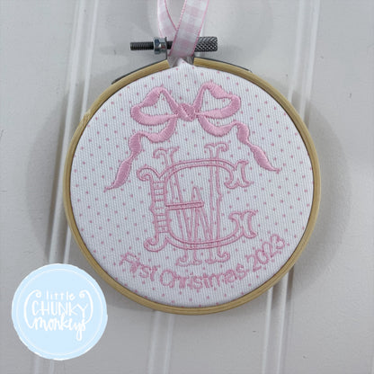 Heirloom Bow First Christmas  Ornament - Pink