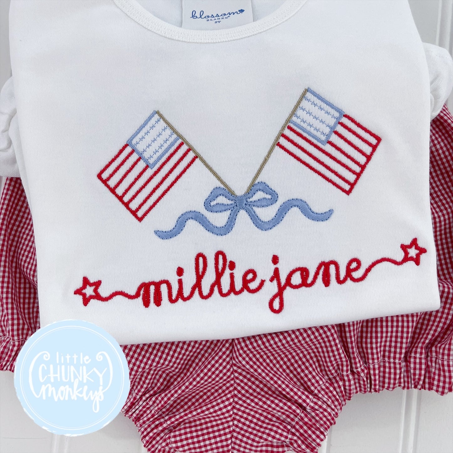 Girl Shirt - Flags with Bow