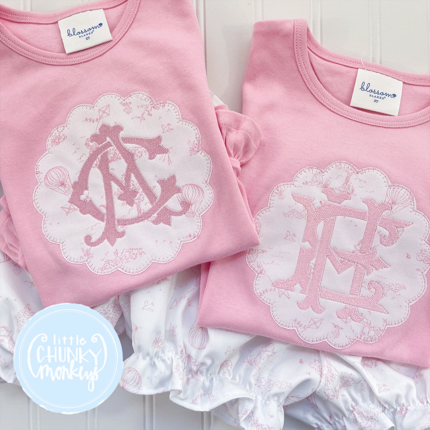 Girl Shirt - Scallop Applique Patch Initial