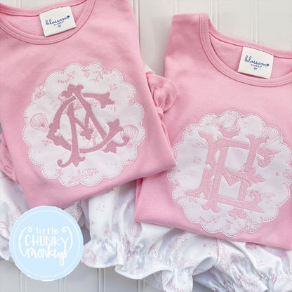 Girl Shirt - Scallop Applique Patch Initial