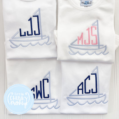 Boy Shirt - Sailboat Monogram