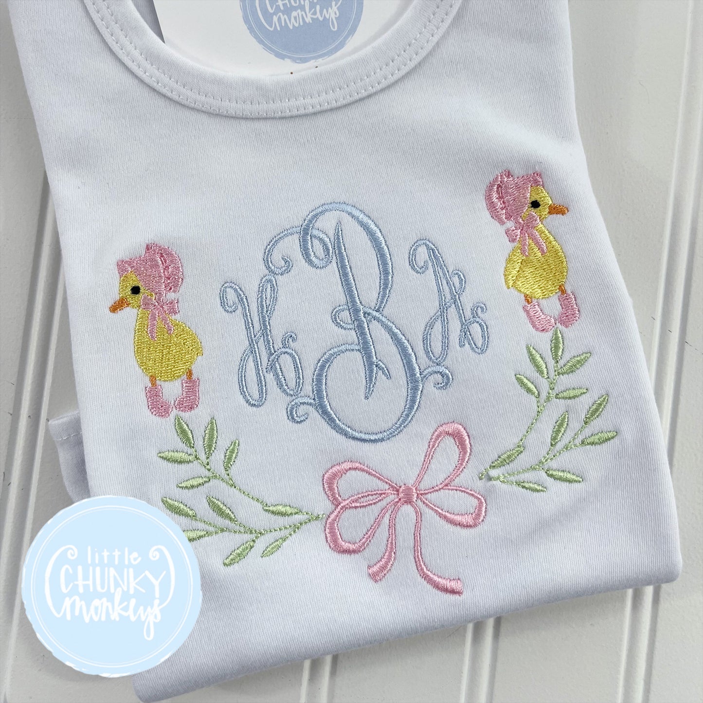 Girl Shirt - Duck in Bonnet on White Shirt