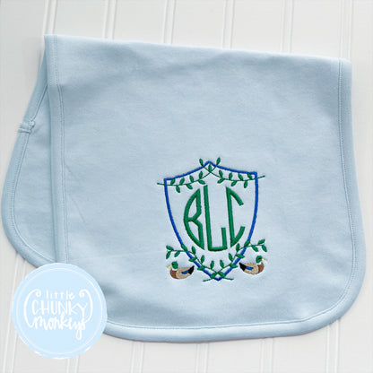 Mallard Crest with Monogram Bib or Burp Cloth