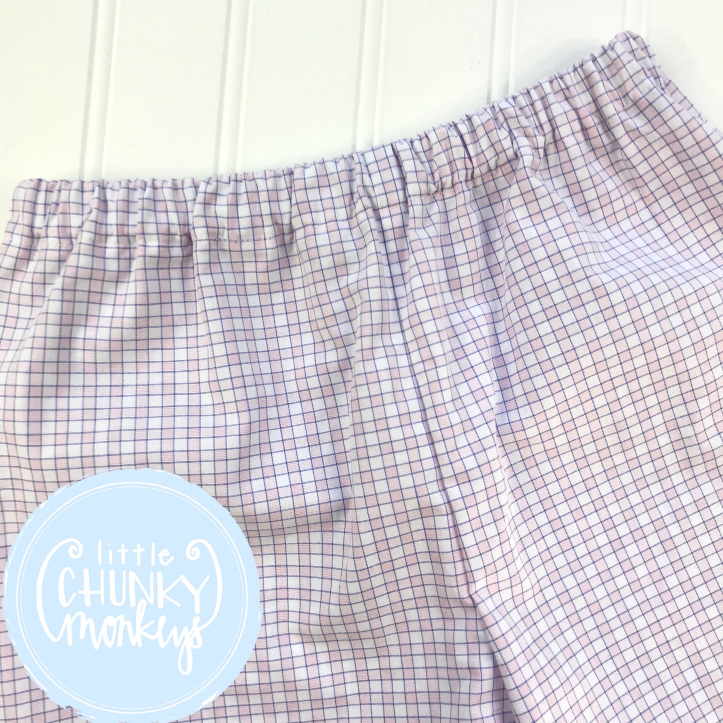 Pink and Blue Windowpane Bottoms