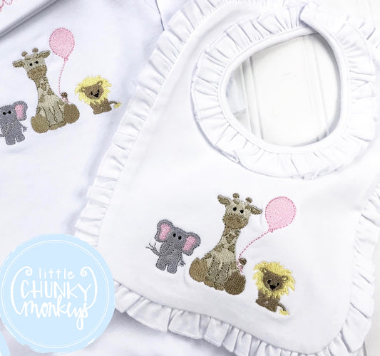 Baby Ruffle Bib with Zoo Animals