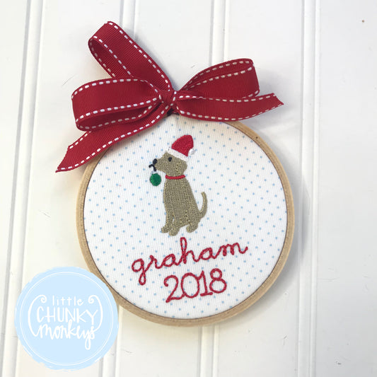 Puppy with Santa Hat Ornament