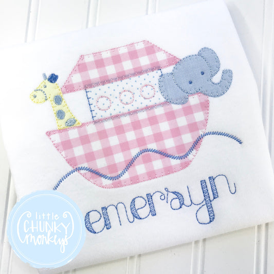 Girl Outfit - Girl Shirt - Girl Noah's Ark Shirt with Personalization