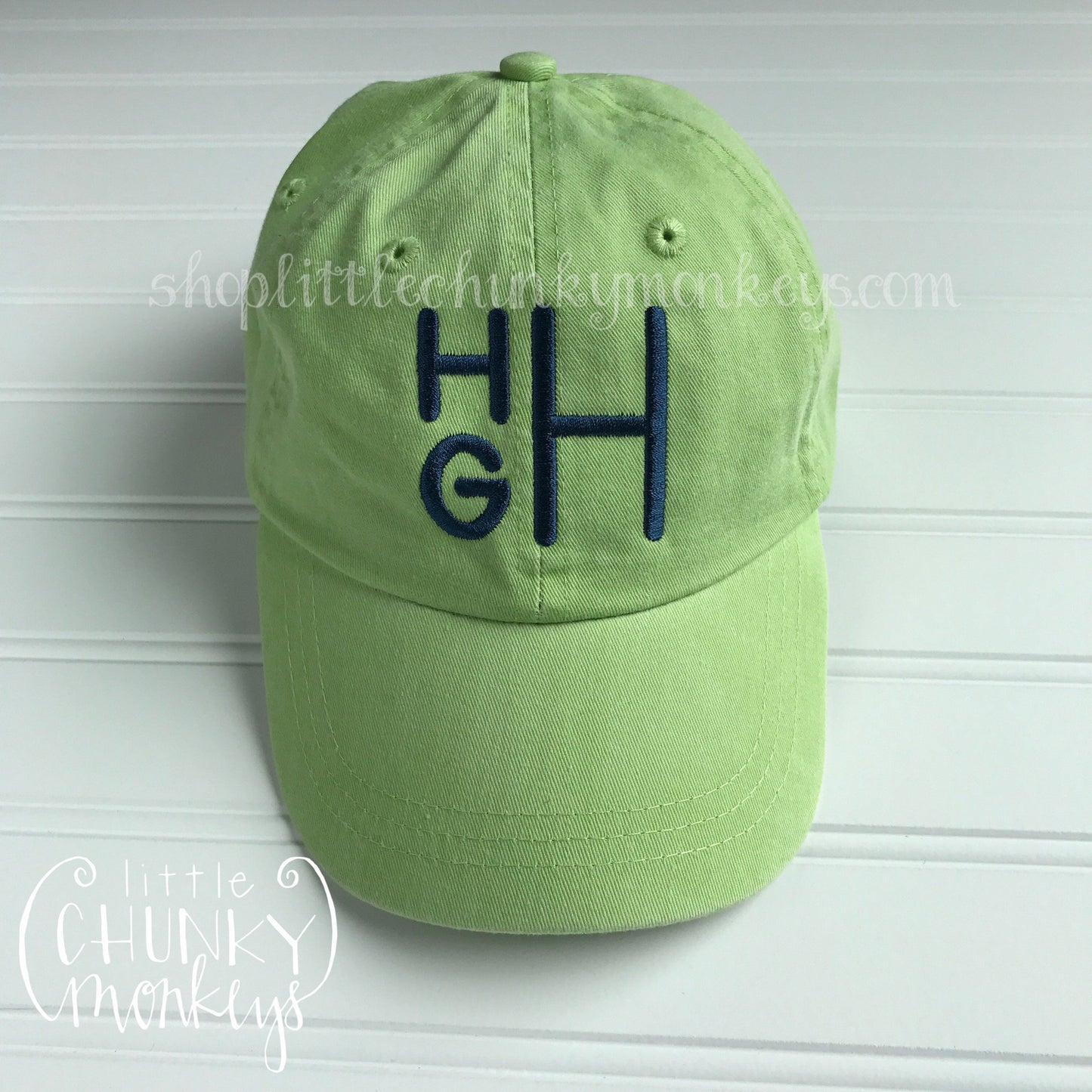 Toddler Kid Hat - Stacked monogram on lime