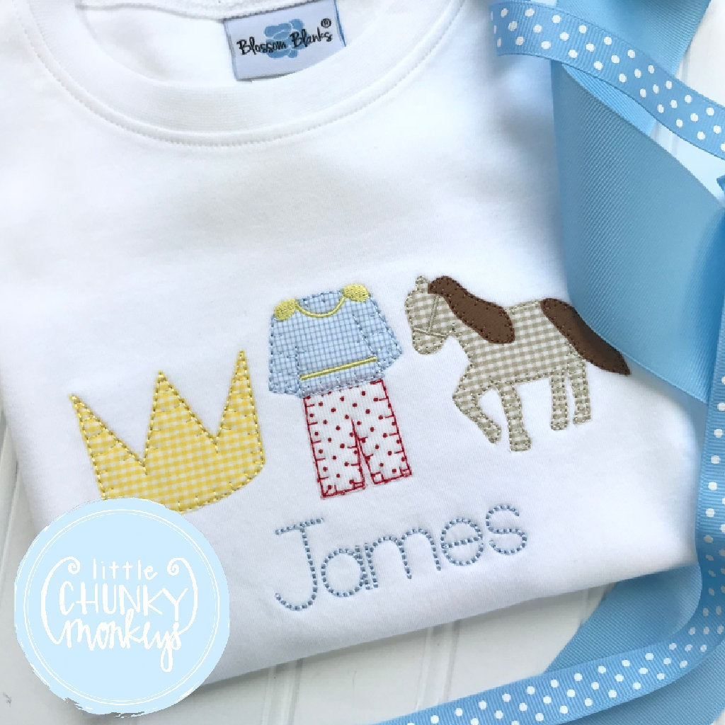 Boy Outfit - Personalized Boy Shirt - Prince Trio on White Shirt