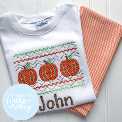 Boy Outfit - Boy Shirt - Faux Smocked Pumpkin Patch Shirt