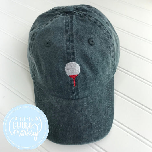 Toddler Kid Hat - Golf Tee on Hunter Green Hat